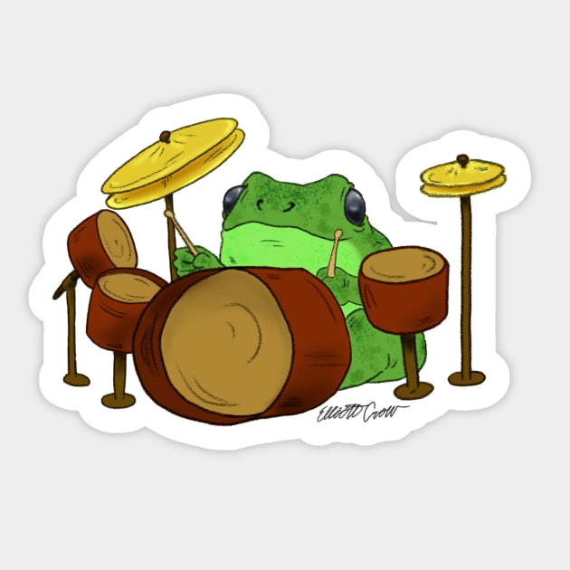 Remy the Drum Playing Frog Sticker by CrowTownArt